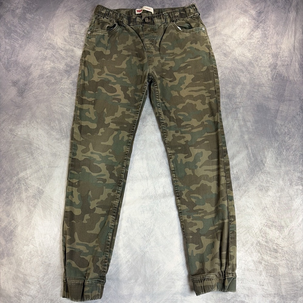 Levi's Jogger Boys Size 18 Reg Green Camo Elastic Waist Camouflage Pants